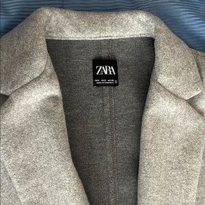 Zara Gray Blazer Classic Lapel Tailored